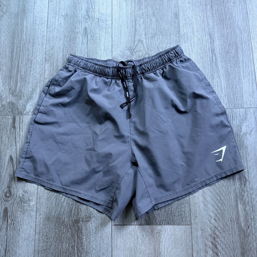 Gymshark Mens S Gray Training Shorts Drawstring Workout Gym 5-6" Inseam
